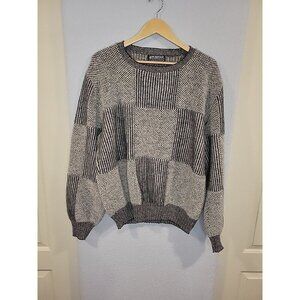VTG PURITAN 2-PLY SHETLAND WOOL SHADED GREY SWEATER SIZE XLARGE USA MADE KNIT
